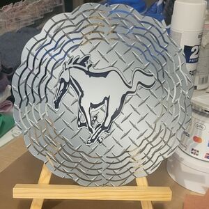 Silver Mustang Metal Wind Spinner